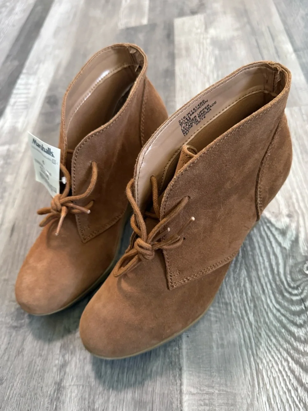 ICON Chestnut Suede Lace-Up Wedge Booties (7 1/2) - Picture 4 of 6